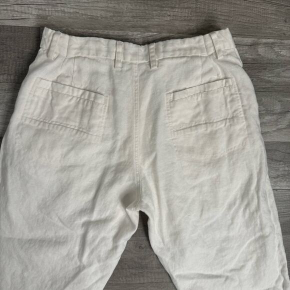Linen Island Importer Pants White Unlined Tapped Leg Summer Minimalist - Picture 6 of 9